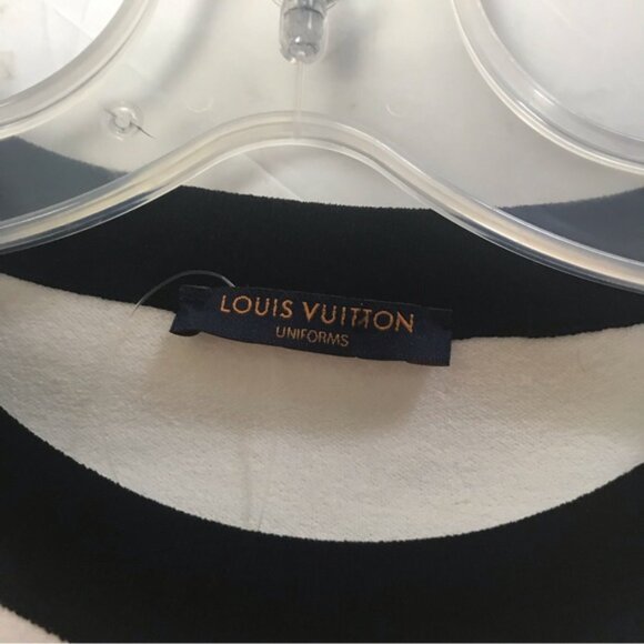 Louis Vuitton NEW Sweater Top Flare Sleeve Cuffs Uniform White Black Knit Crew S - Picture 10 of 16